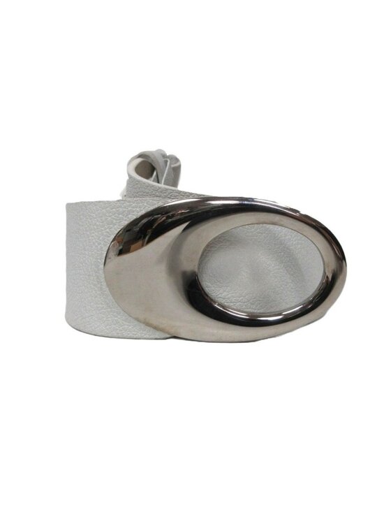 Bvlgari Round Buckle Belt Leather White